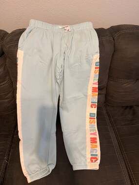 Disney Parks Light Blue Disney Magic Side Stripe Joggers Sweatpants L